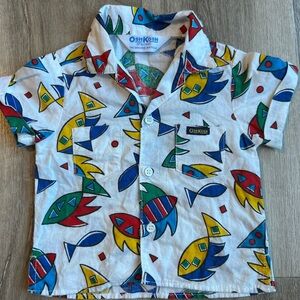 Vintage OshKosh B'gosh Kids Fish Print Button Down Shirt
